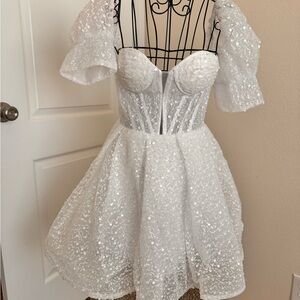 White dress with sparkles and beading